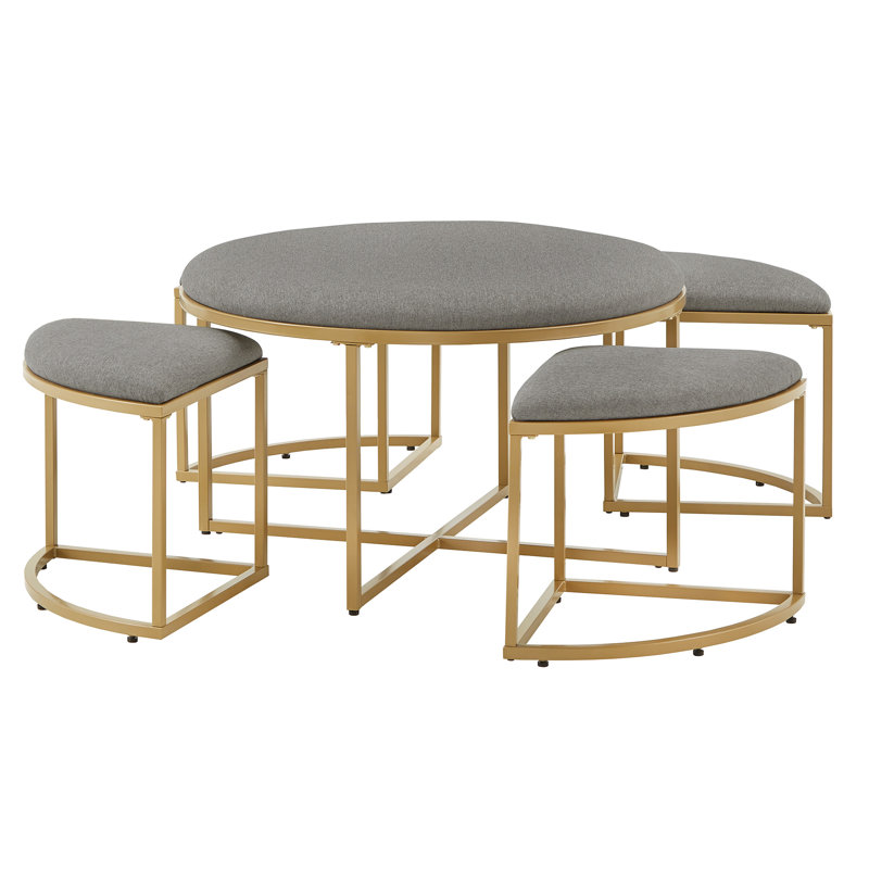 Round coffee table with nesting stools discount
